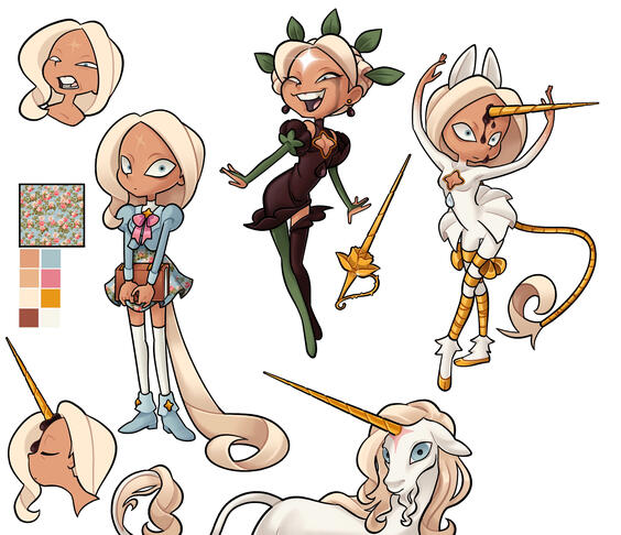 concept sheet - anastasia unicorn turned human girl
